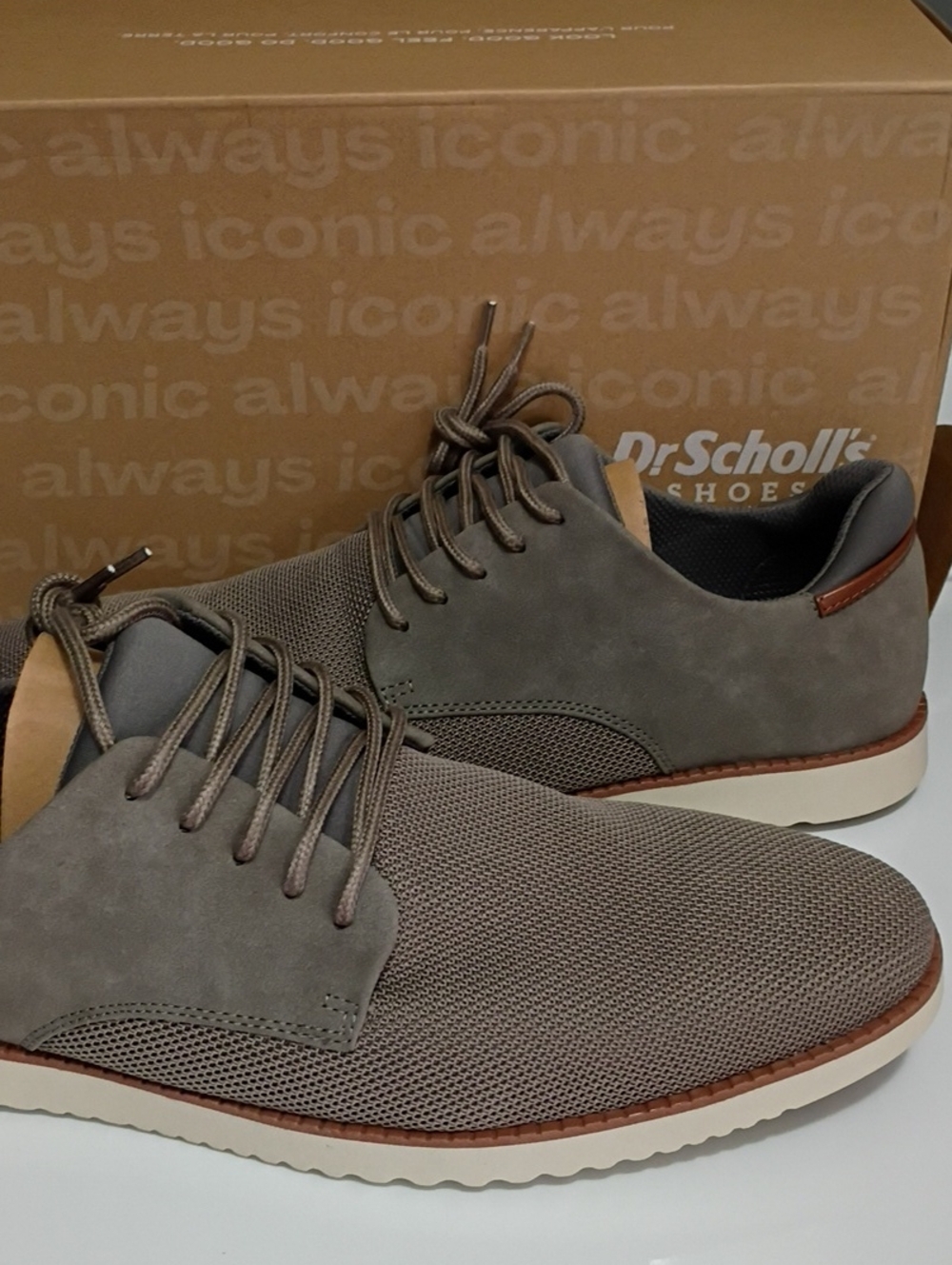 Dr. Scholl's Men's Taupe Mesh & Suede Lace-Up Oxfords